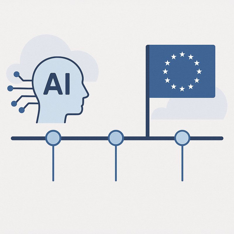 línea de tiempo ilustrativa de fechas clave del AI Act en la UE